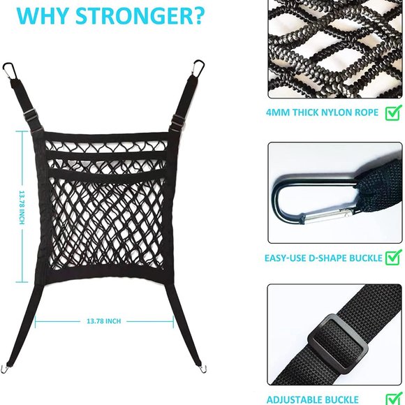 Upgraded Netting Bag for Car - Plus Size Universal Elastic Mesh Net Trunk Bag - Picture 4 of 5